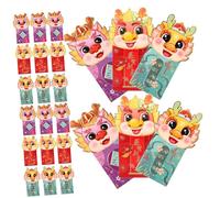 ROMISBABA 36pcs Chinese Year Red Envelopes Dragon Packets Thick Paper Money Pockets Cartoon Style Mixed Design for Holiday Parties Gift Giving and Festive Blessings