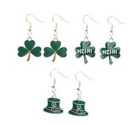 ROMISBABA 3Pairs Chic Shamrock Earrings for Women of Drop Ear Pendants Fresh Style Festival Ear Accessories for St Patrick's Day Celebrations and Everyday Wear