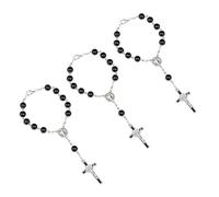 ROMISBABA 3Pcs Beaded Christian Bracelet Stylish Jesus Amulet Bangles for Daily Wear for Christmas Anniversaries and Special Occasions