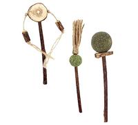 ROMISBABA 3pcs Funny Cat Catnip Teaser Wands Dental Chew Toys Natural Wood Catnip Balls for Interactive Play Suitable for Indoor Cats