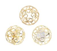 ROMISBABA 3pcs Golden Iron Pet Parrot Ball with Bells, Sturdy Bird Ball Playthings That Attract Pets and Prevent Parrot from Demolishing Home, Unique Styles with Beautiful Appearance