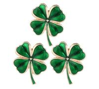 ROMISBABA 3pcs Green Shamrock Enamel Pins with Four Leaf Motif, Alloy Material, Secure Attachment and Versatile Styling, for St Patrick's Day Party Accessories and Formal Occasions