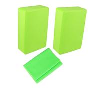 ROMISBABA 3PCS High Density Yoga Brick with Green Foam Blocks and Resistance Strap Non Slip Support for Pilates Dance Stretching Flexibility and Balance Training at Home