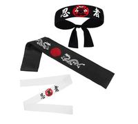 ROMISBABA 3pcs Japanese Ninja Headbands for Men and Women, Samurai Karate Cotton Bandanas with Dragon Print, Traditional Sports and Chef Sushi Costume Accessories