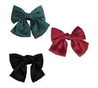 ROMISBABA 3pcs Large Bow Hair Clips for Women and Non-slip Barrette Hair Grip with Tribute Silk Material and Iron Spring with Lovely Elements for Day and Christmas