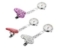 ROMISBABA 3pcs Love Heart Nurses Watch for Uniform with Alloy Material and Glass Mirror Easy to Wear Women Nurse Watch Featuring Delicate Fashionable Appearance for Students Random Color