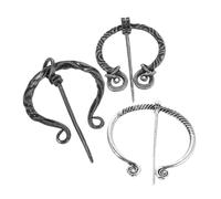 ROMISBABA 3pcs Medieval Viking Brooch Set Vintage Metal Shawl Pins with Secure Clasp Scarf Buckles for Capes Scarves Daily Wear and Party Accessories