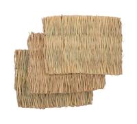 ROMISBABA 3Pcs Natural Rabbit Straw Mat Durable Bunny Women Woven Bed Mat for Cage Flooring Comfortable Chew Friendly for Animals Foot Protection