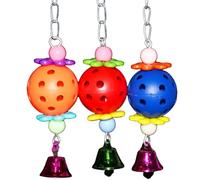 ROMISBABA 3pcs Parrot Cage Hanging with Bell Sound and Sturdy Pp and Metal Material, for Relieving Boredom of Small to Medium Pet Birds Random Color