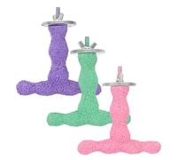 ROMISBABA 3pcs Parrot Stand with Grinding Stone Durable T Shaped Perch for Cockatiels Conures Natural Chewing for Healthy Claws Enhanced Fitness