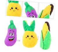 ROMISBABA 3pcs Pet Fruit Plush Squeaky Soft Stuffed Plaything for Dogs and Cats Interactive Educational Corn Pineapple Eggplant Design