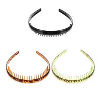 ROMISBABA 3pcs Plastic Comb Headbands with Teeth for Secure Hair Fixing, Non-slip Simple Designed Hairbands for Daily Use and Active