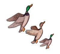 ROMISBABA 3pcs Rustic Wood Duck Wall Art Handcarved Farmhouse Decor for Nursery Living Room Study Vintage Style Wooden Hunting Sculptures for Wall Hanging