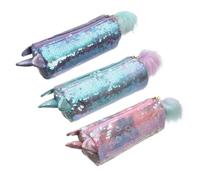 ROMISBABA 3pcs Sequin Pencil Case Set for Girls Cartoon Makeup Pouch Multifunctional Storage Organizer for School Office and Travel (Pink Green Purple)