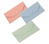 ROMISBABA 3pcs Slim Pu Leather Card Holder for Women Envelope Wallet for Travel Lightweight Money Organizer Cash Pocket for Daily Use