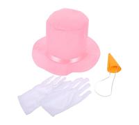 ROMISBABA 3pcs Snowman Costume Kit for Winter Holiday Family Fun Includes Pink Hat Gloves Fake Carrot Nose Snowman Decorating Set for Christmas Party Dress Up and Frosty Role Play