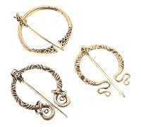ROMISBABA 3pcs Vintage Viking Brooch Set Alloy Cloak Pins with Swirl Snake Woven Designs Medieval Clasp Pins for Shawls Scarves Costume Accessories