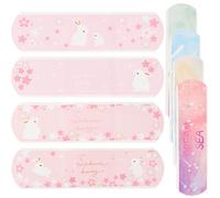 ROMISBABA 4 Boxes Cartoon Wound Patches with Strong Absorbent Pad and Adhesive Portable Finger Caring Bandages for Outdoor and Home Use Mixed Designs for Family Sharing