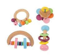 ROMISBABA 4 Pcs Creative Wooden Dumbbell Parrot for Pet Birds Durable Chew Playthings Bright Colors Suitable for All Parrots and Birds to Encourage Foraging and Reduce Destructive Behavior