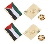 ROMISBABA 4 Pcs Palestine Flag Lapel Pins Metal Brooch Intricate Craftsmanship Bright Colors Sophisticated Square Design Decorative Badge for Clothes and Suits Gift for Flag Lovers