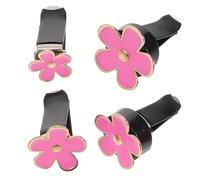 ROMISBABA 4 Pcs Pink Alloy Daisy Flower Car Air Vent Clips Scent Holder Car Interior Decoration Accessories for Women Clips