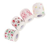 ROMISBABA 4 Rolls Christmas Theme Roll Paper Sing Material Cute Bathroom Holiday Xmas Funny Decorations Color Festive Stocking Merry Toilet Paper Creative Christmas Napkin