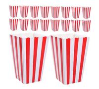 ROMISBABA 48pcs Red Striped Mini Popcorn Tub Boxes for Movie Nights Birthday Parties Carnival Snack Holders with Grease-resistant Paper for Popcorn Candy Chips