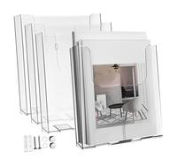 ROMISBABA 4pcs Acrylic Pamphlet Holder Wall Mount Document Display Stands Brochure Organizer for Office Home School Clear Wall-mounted File Holders for Neat Document Storage