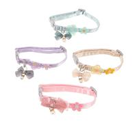 ROMISBABA 4pcs Adjustable Cat Bowtie Collar with Lace Embroidery and Flower Charms Breakaway Safety Neckwear for Daily Wear and Festive Outfits in Violet Mint Colors