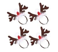 ROMISBABA 4pcs Adjustable Pet Antler Headband for Christmas Festival Lightweight Soft Cotton Reindeer Costume Accessories with Animal Ears for Cats and Puppies Holiday Cosplay