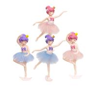 ROMISBABA 4pcs Ballet Girl Cake Topper PVC Figurines for Birthday Party Decorations Creative Dancing Ballerina Ornaments for Cupcakes and Desktop Display