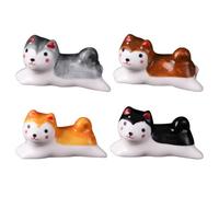 ROMISBABA 4pcs Ceramic Chopstick Rest Set Featuring Cartoon Shiba Inu Design, Anti-Skid Function, Suitable for Forks and Chopsticks, for Desktop Decor and Dining Table Decor