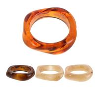 ROMISBABA 4pcs Chunky Irregular Acrylic Bracelets for Women Vintage Wide Geometric Cuff Bangles Retro Statement Wristbands Translucent Colors Milk Tea Beige