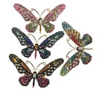 ROMISBABA 4pcs Colorful Rhinestone Butterfly Brooch Pins for Scarf Sweater Dress Jacket Corsage Decoration Lightweight Alloy Pins for Women Multi-occasion Use Positive Growth Symbol