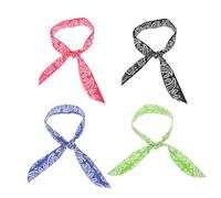 ROMISBABA 4pcs Cooling Hair Scarves Summer Sports Headbands with Cotton-polyester Blend Red Green Blue Black Leaf Print Multi-use Hair Ribbon for Outdoor Cooling