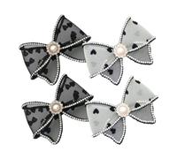 ROMISBABA 4Pcs Detachable Bow Shoe Charms Black White Small Rhinestone Shoe Decorations for Wedding Bride Accessories