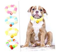 ROMISBABA 4Pcs Elastic Plush Ball Pet Cat Collars Set with Colorful Bells Soft Lightweight Necklaces for Adorable Cosplay and Comfortable Wear