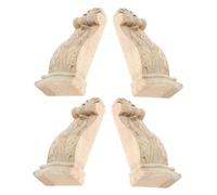 ROMISBABA 4pcs European Style Solid Wood Decorative Carved Corbels 5x11x2.5cm Unfinished Paintable Wood Applique Brackets for Furniture Trim and Home Decor