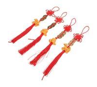 ROMISBABA 4pcs Feng Shui Amulet Chinese Lucky Pendant with Five Emperor Coins and Horse Charms for Year Decor Car Keys Purse Home and Office Blessings