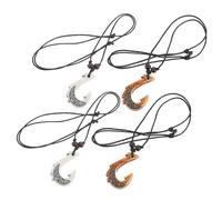 ROMISBABA 4Pcs Fish Hook Necklace Lightweight Resin Tribal Pendant Jewelry for Men Women Unique Ethnic Design with Bone Look Hook Stylish Indigenous Neck Accessory for Travel and Gatherings