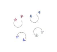 ROMISBABA 4pcs Gauge Horseshoe Earrings for Women Ear Bone Ring Jewelry Blue Purple White Pink Ear Studs Stylish Non-pierced Hoop Accessory for Party and Daily Wear