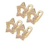 ROMISBABA 4pcs Golden Tooth Grill Caps with Hollow Star Rhinestones Removable Hip Hop Mouth Jewelry for Men and Women for Cosplay Parties and Everyday Bling Accessories