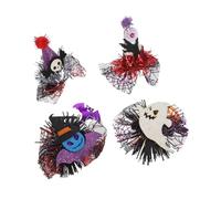 ROMISBABA 4pcs Halloween Pet Hair Clips for Cats and Dogs Lightweight Decorative Spider Web Mesh Hairpins Comfortable Costume Accessories for Quick Styling and Horror Party Dress-up
