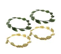ROMISBABA 4pcs Leaf Wreath Headband Set, Gold and Green Vine Crown Hair Accessories, Greek Style Masquerade Headpiece for Women’s Cosplay, Party, Renaissance Festival