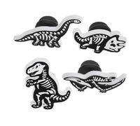 ROMISBABA 4pcs Lifelike Dinosaur Skeleton Corsage Brooch Alloy Dinosaur Skull Shape Lapel Pins for Women Fashion