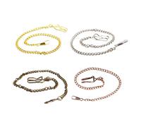 ROMISBABA 4Pcs Metal Pocket Watch Chains for Men Retro Style Jeans Belt Chains with Heavy Duty Closure Multi-Color Gold Silver Red Bronze for Watch Holder