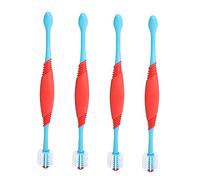 ROMISBABA 4pcs Pet Toothbrush with Double Brush Head Oral Cleaning Tool for Dogs and Puppies Long Handle Design for Comfort Reduces Tartar and Gum Disease