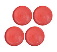 ROMISBABA 4pcs Plastic Poultry Food Dispensing Tray for Chickens and Quail, Lightweight Portable Design round Feeding Plate in Red, for Feeding Poultry on Farm Or Brooder Use