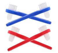 ROMISBABA 4PCS Portable Denture Toothbrush Set with Soft Dual-Sided Bristles for Gentle Gum Cleaning Small Head Brush Kit for Travel and Home Use