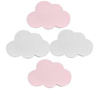 ROMISBABA 4pcs Punch Decorative Wooden Wall Hooks with Cartoon Cloud Pattern Sturdy Coat Rack for Bedroom and Kindergarten Versatile Adhesive Hangers for Hats Clothes Towels and Keys Nordic